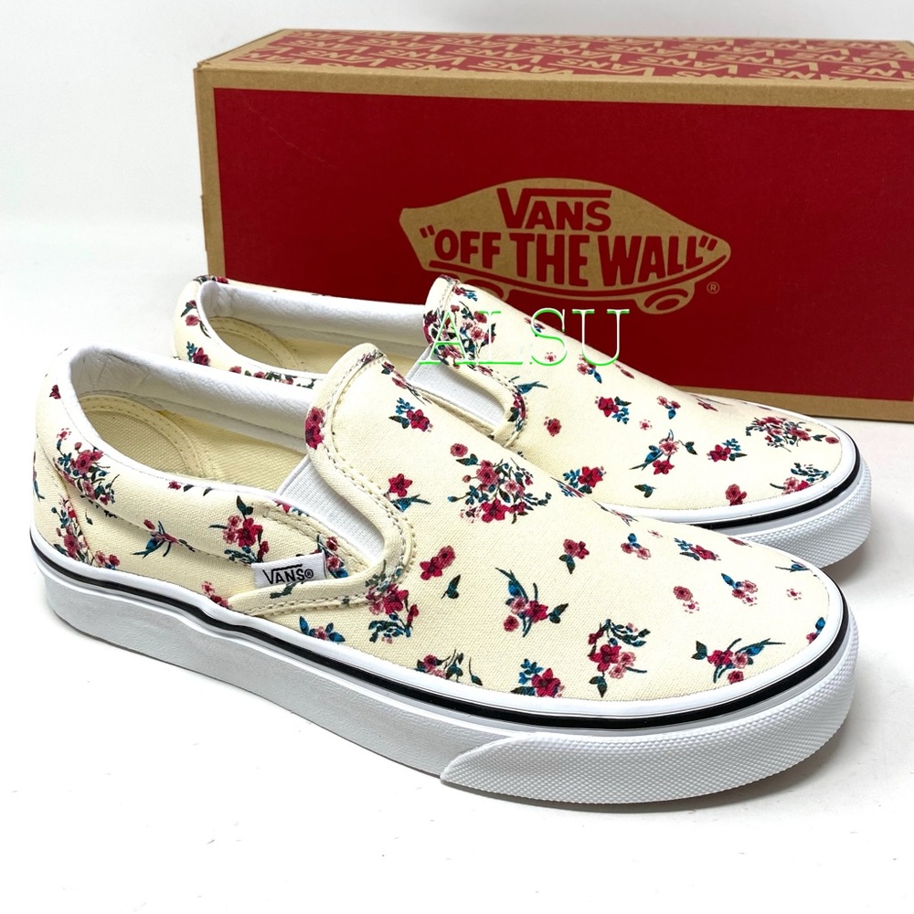 VANS Classic Slip On Ditsy Floral White Canvas Men’s Sneakers Size VN0A4U3816Z - Picture 6 of 9